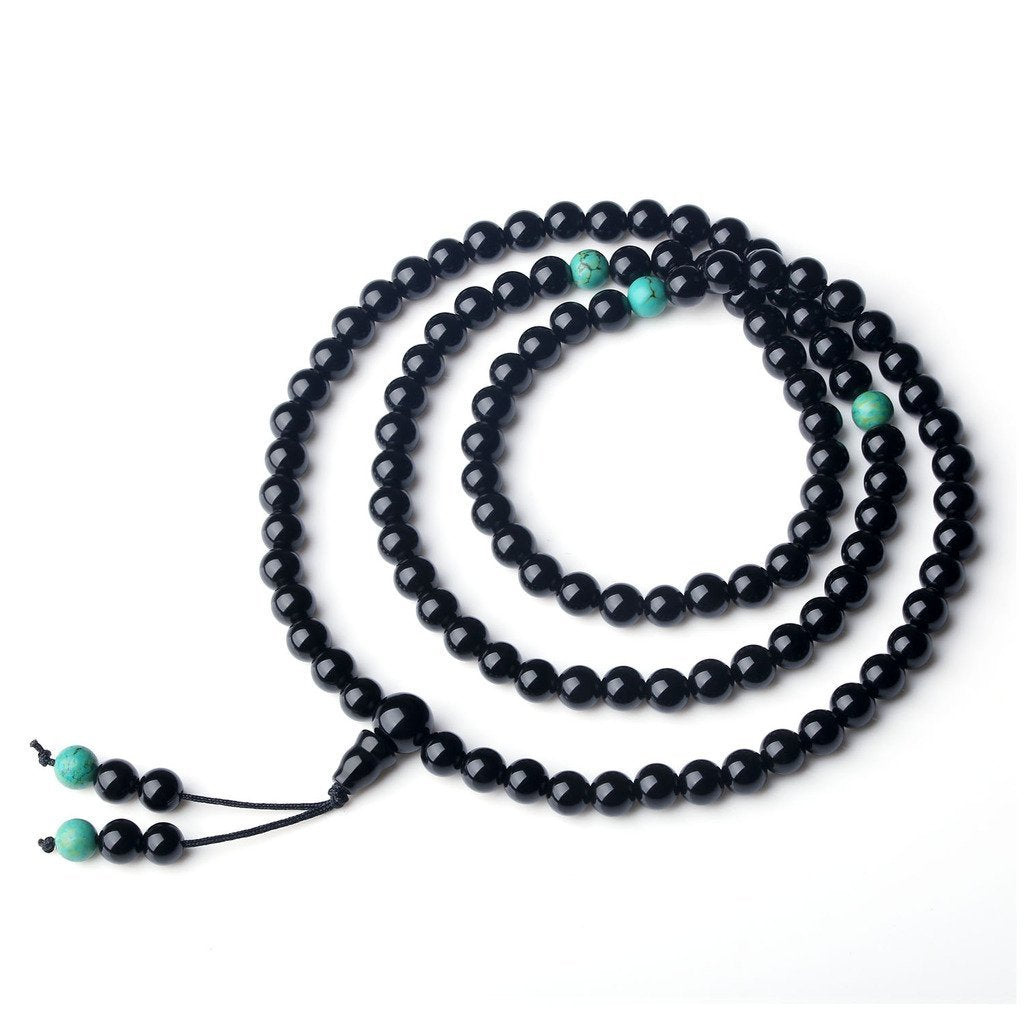 [Australia] - coai Inelastic Black Stone Onyx 108 Mala Beads Necklace 