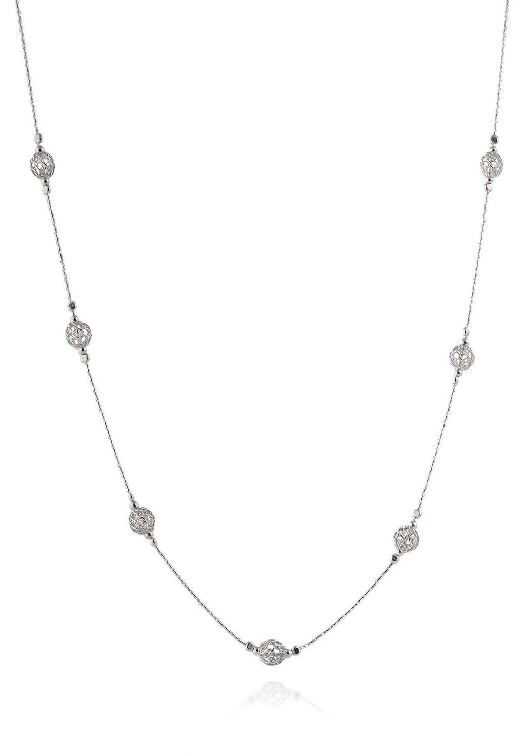 [Australia] - Stera Jewelry Elegant 925 Sterling Silver Necklace with Wire Mesh Net Bead Stations, 18 + 4 Inches 