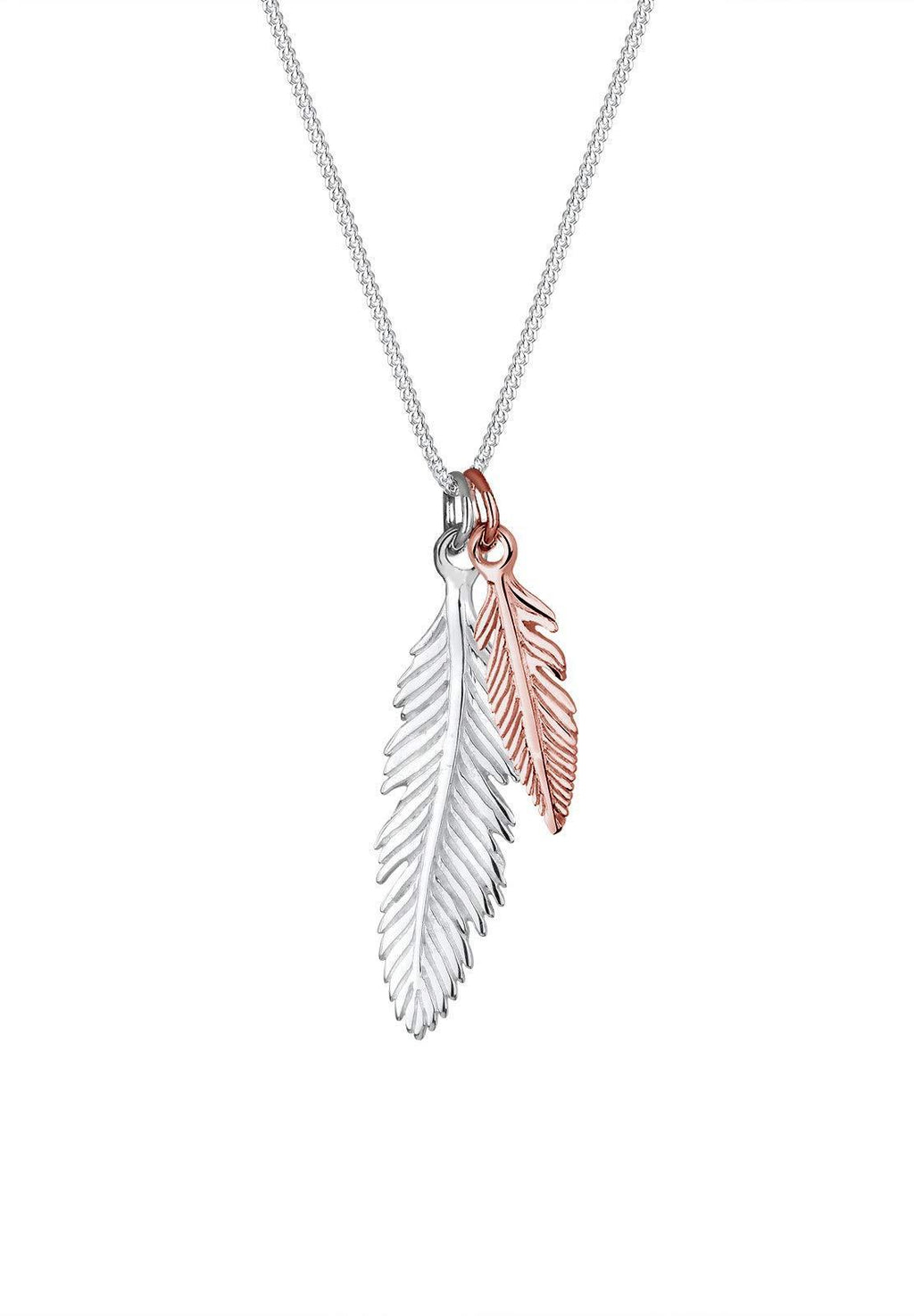 [Australia] - Elli Women's Feather Pendant Necklace Boho Look Trend Bi-Colour in 925 Sterling Silver 