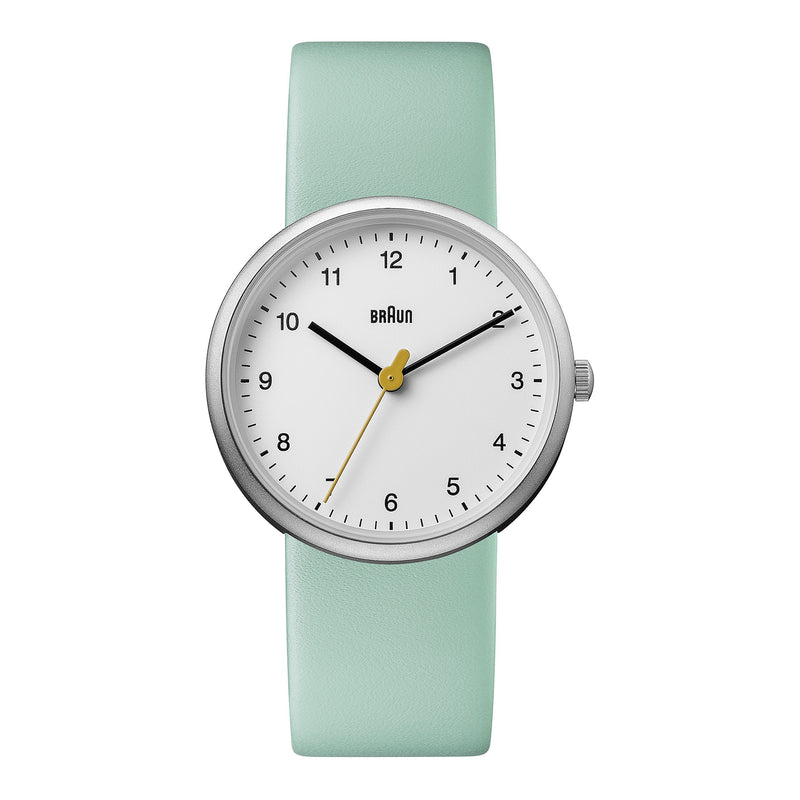 [Australia] - Braun Women's Quartz Watch with White Dial Analogue Display and Green Leather Strap BN0231WHGRLAL 