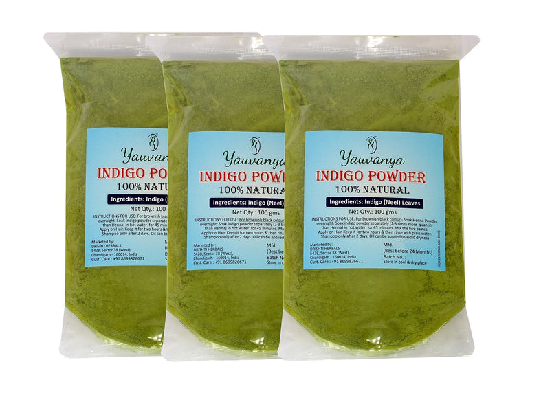 [Australia] - Yauvanya Pure Indigo Powder for hair - 3 X 100 Gms 