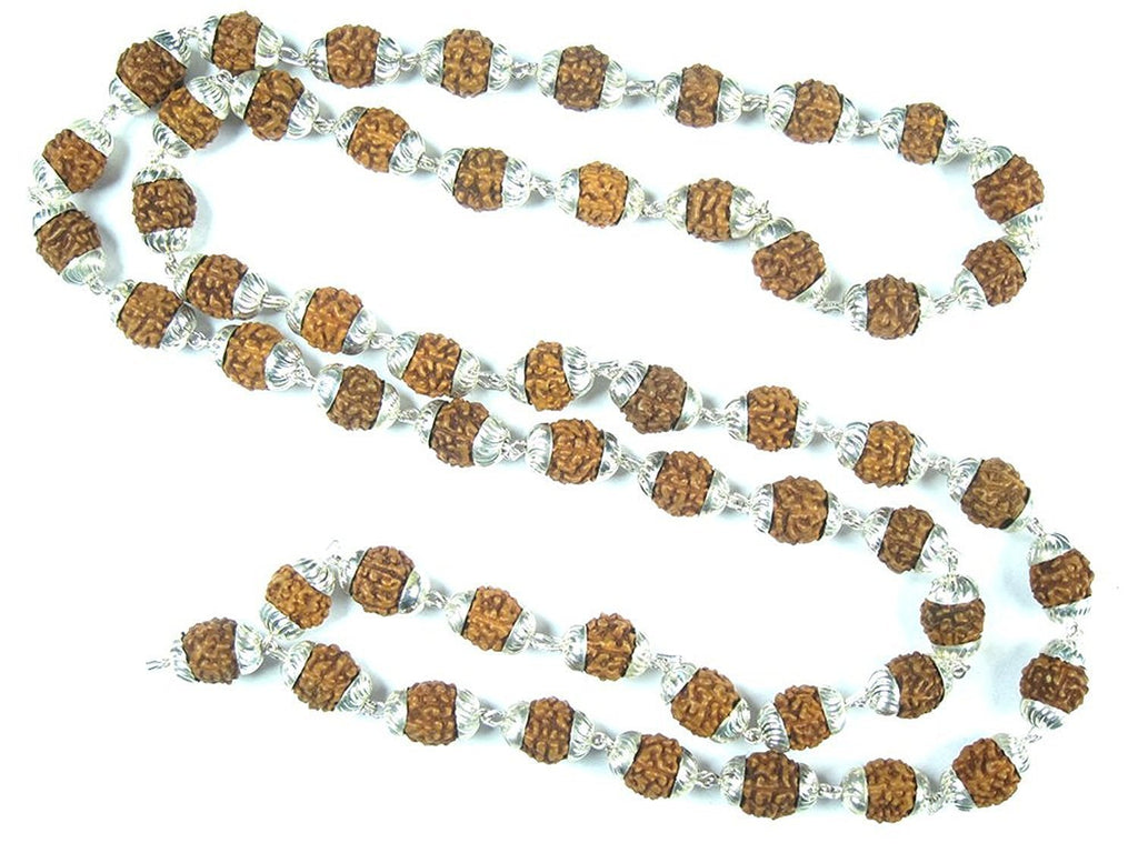 [Australia] - Petrichor Rudraksha Prayer Beads Healing Mala with Silver Capping (54+1 beads) 