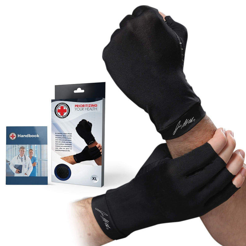 [Australia] - Dr. Arthritis Arthritis Copper Compression Gloves for Women and Men, Carpal Tunnel Gloves, Hand Brace for Arthritis Pain and Support (Black, Medium) Black M 