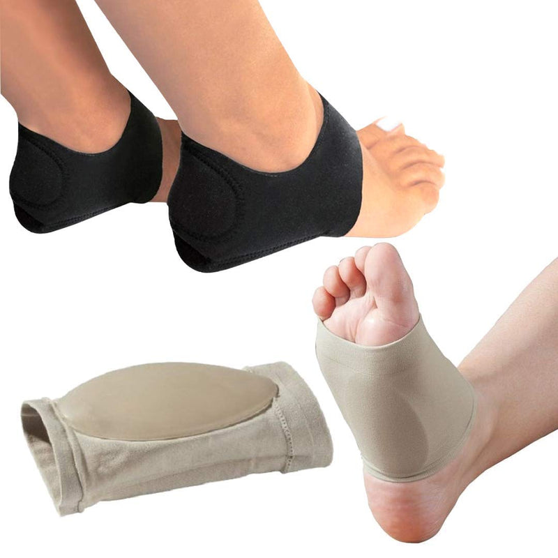 [Australia] - MEDIZED® Plantar Fasciitis Therapy Wrap Heel Foot Pain Arch Support Ankle Brace Insole Orthotic Neuropathy Sock for Men Women blackbeige 