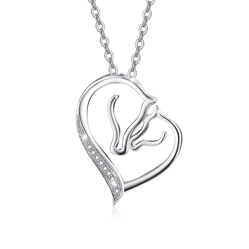 [Australia] - Jewelry for Women Horse Pendant Necklace Girl and Horse Heart Necklace 925 Sterling Silver Wolf Necklace with Unicorn Necklace Gifts for Women Chain 18" Gifts Box (Horse Necklace) 