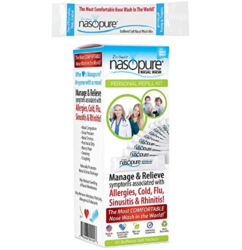 [Australia] - DR HANA'S NASOPURE The Nicer Neti Potâ€  | Personal Refill Kit | 20 Buffered Salt Packets | Allergy and Congestion Relief Nasal Wash 