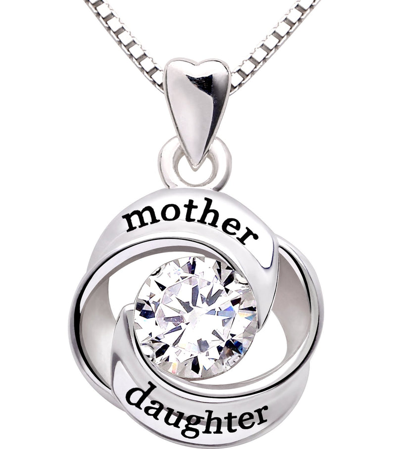 [Australia] - ALOV Jewelry Sterling Silver Mother and Daughter Love Cubic Zirconia Pendant Necklace 