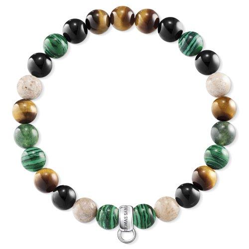 [Australia] - Thomas Sabo X0217-947-7 Unisex Charm Bracelet 925 Sterling Silver Brown Green White 17,50 cm 