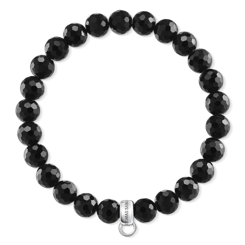 [Australia] - Thomas Sabo Women-Bracelet Charm Club 925 Sterling silver, Obsidian Black 18.5 cm 