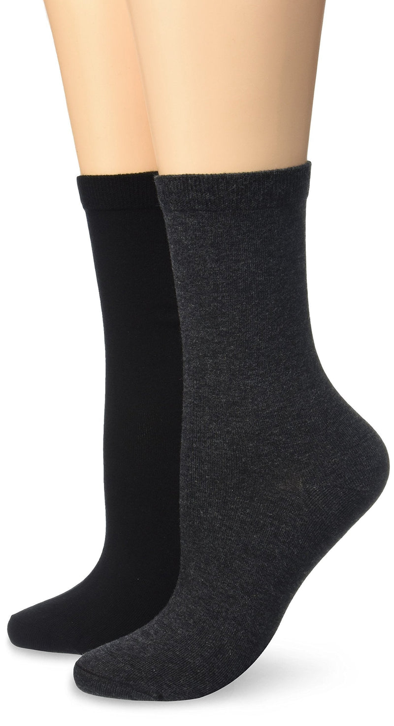 [Australia] - DIM Women's Algodón Ankle Socks (Pack of 2) One Size Multicolour (Anthracite/Black 3j5) 