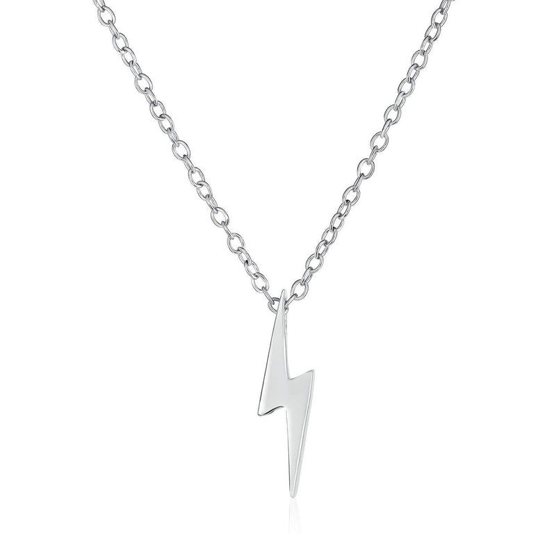 [Australia] - Bling Jewelry Delicate Minimalist Geometric Zig Zag Flash Lightning Bolt Pendant Necklace for Women for Teen 14K Gold Plated 925 Sterling Silver 