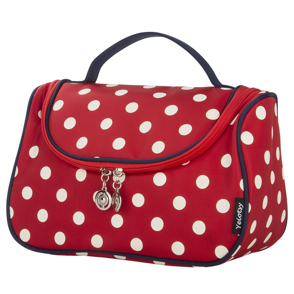 [Australia] - Cosmetic Bag Polka Dots, Yeiotsy Cute Travel Toiletry Organiser Make up Bag for Girls (Classic Red) Classic Red 