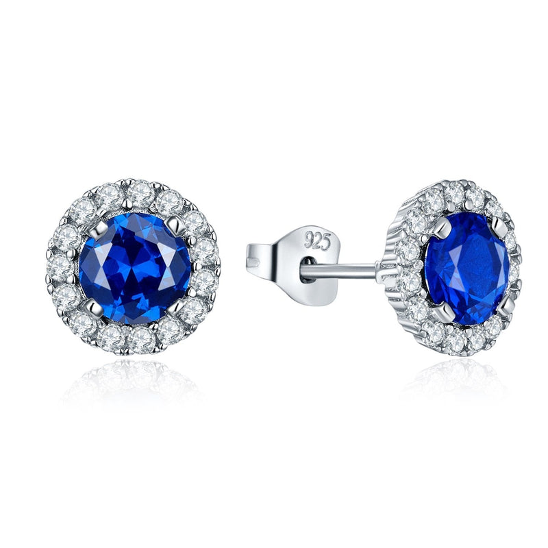 [Australia] - JO WISDOM Women Earrings,925 Sterling Silver Birthstone Stud Earrings with White Gold Plated,Jewellery for Women September,sapphire Color 