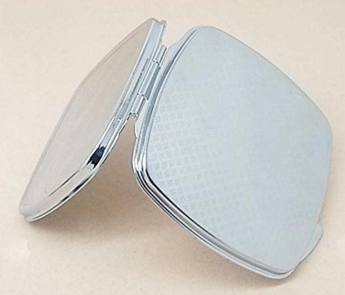 [Australia] - LondonExpress DIY Metal Compact Pocket Mirror Makeup Cases Silver steel Colour Different Sizes SQUARE, HEART, ROUND 70MM, SMALL 60MM, OVAL (Square) 