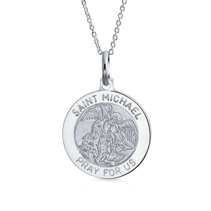 [Australia] - Saint Michael Parton Of Military Police Security Worker Medal Medallion 925 Sterling Silver Pendant Necklace For Women Plain 