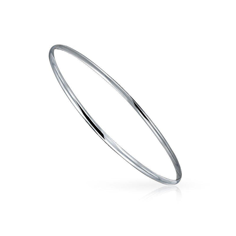 [Australia] - Customize Plain Simple Stacking Stackable 925 Sterling Silver Bangle Bracelet For Women Teen Smooth Polished Thin 2MM No Engraving 