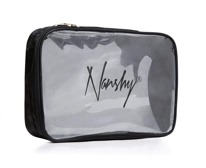 [Australia] - Nanshy Black Travel Cosmetic Makeup Organiser Bag with Clear Transparent Front and Zip - See Through - Great for Airport Cabin Flight Holiday Toiletry 