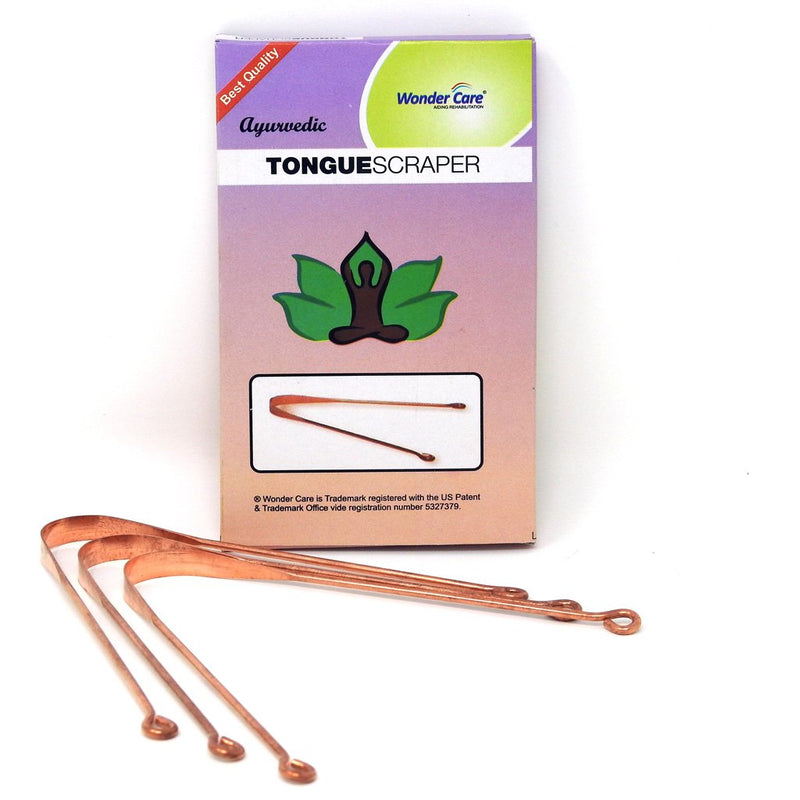 [Australia] - Wonder Care 100% Copper Tongue Scraper Ayurvedic Natural Tongue Cleaner for Oral Hygiene Bad Breath Relief Antibacterial (3 Pieces) 3 