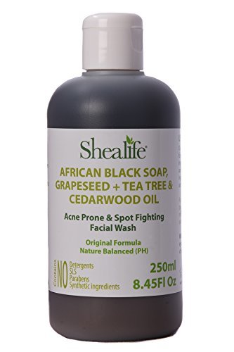 [Australia] - African Black Soap Liquid, Grapeseed & Tea Tree & Cedarwood Oil. Face wash For Acne & Pimples, 250ml 