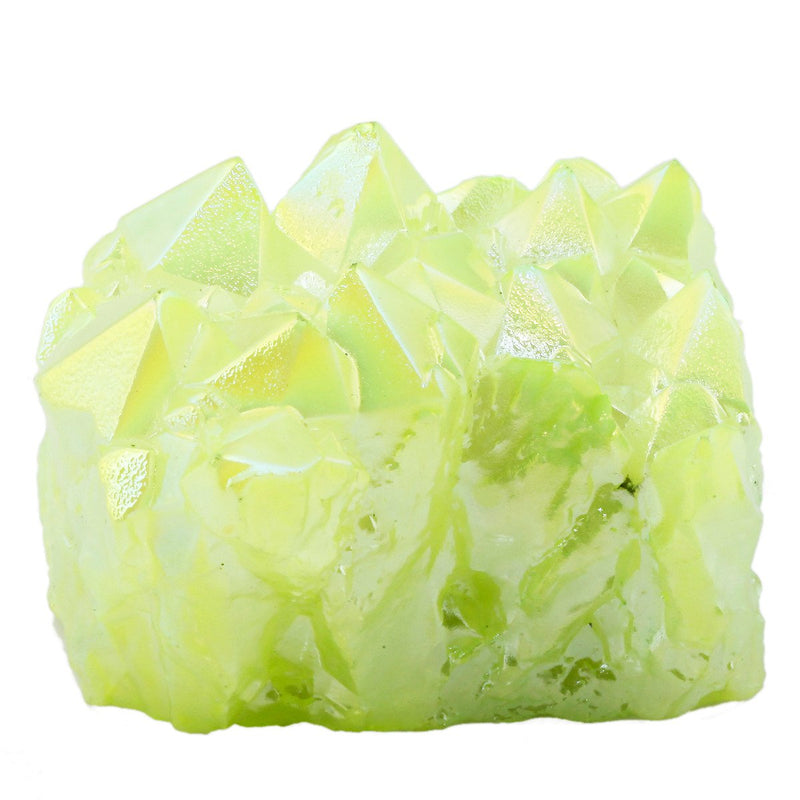 [Australia] - Shanxing Fluorescent Green Titanium Coated Crystal Cluster Specimen,Healing Reiki Energy Natural Gemstone Figurine Home Decor 1"-2" 