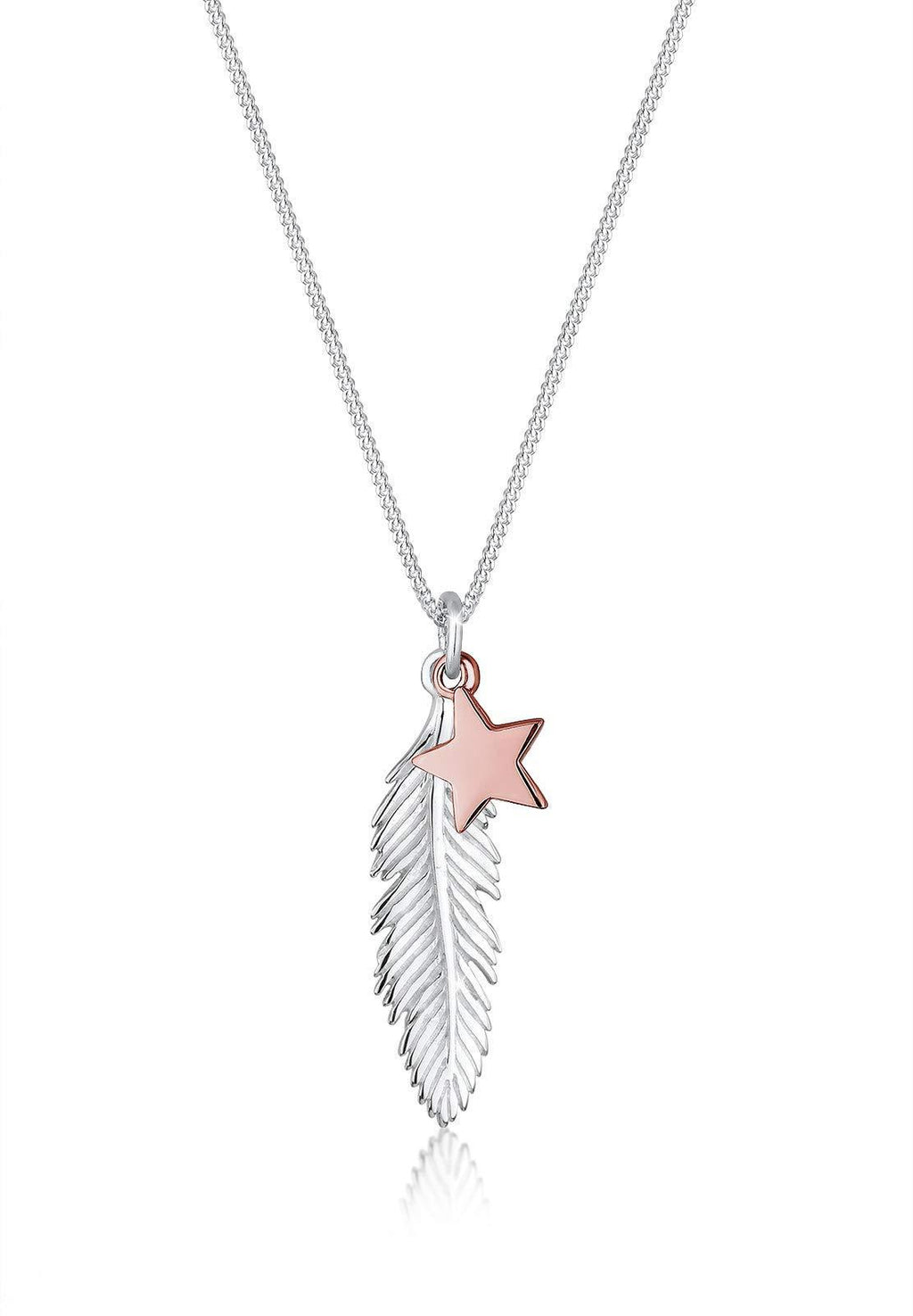 [Australia] - Elli Necklace Woman Feather Star Bi-Colour 925 Sterling Silver 