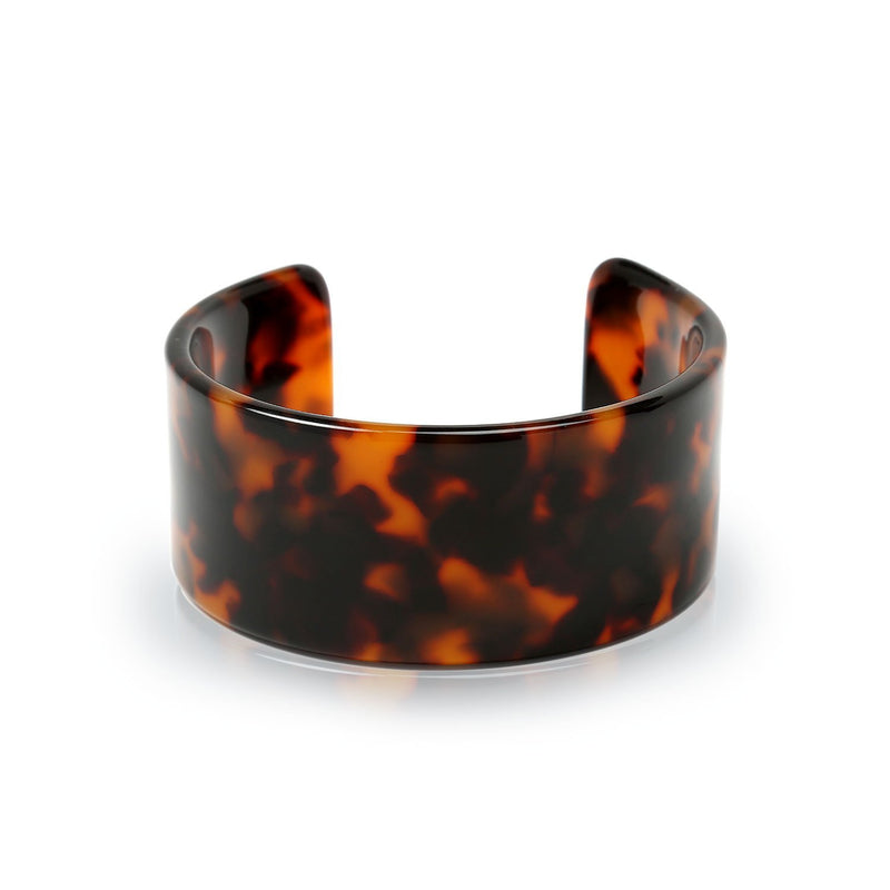 [Australia] - Fashion Statement Brown Golden Acrylic Marbled Leopard Tortoise Shell Wide Or Narrow Cuff Bangle Bracelet for Women Teen 1.12 Inches Wide 