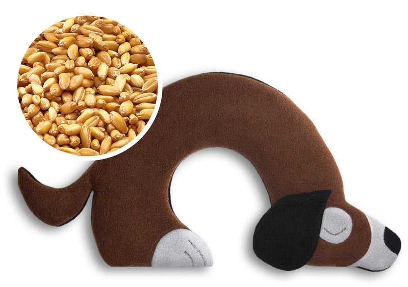[Australia] - Leschi Wheat Bag microwavable, unscented/Heat Pack for Neck and Shoulders/Animal: Dog Bobby, Brown Chocolate / Midnight 