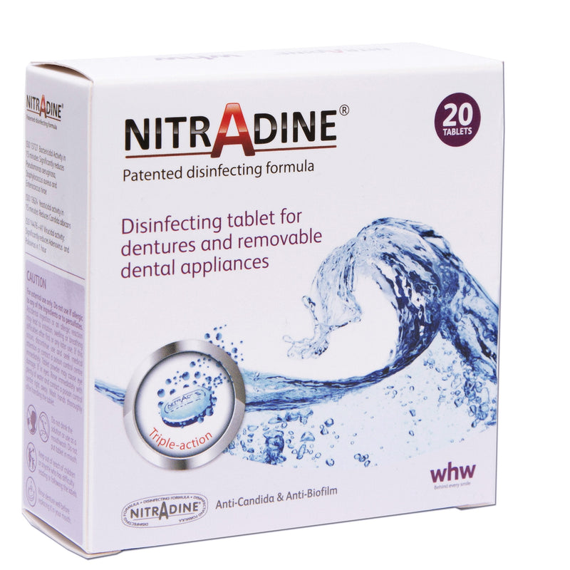 [Australia] - Nitradine - 20 Tablets for Cleaning & Disinfecting Dentures & Orthodontic Dental Appliances - 10 Weeks Supply 