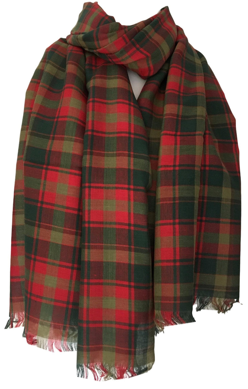 [Australia] - Purple Possum® Tartan Scarf Ladies Green Red Maple Leaf Tartan Plaid Cotton Shawl Mens Checked Fair Trade Scarf 
