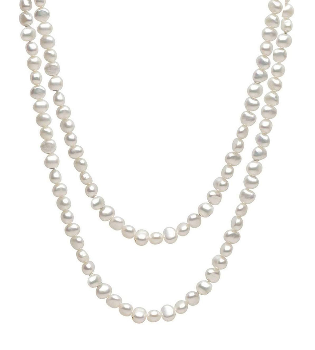 [Australia] - Elegant and Classic 5 in 1 Natural 8-9mm White Baroque Pearl Rope 120cm Necklace 