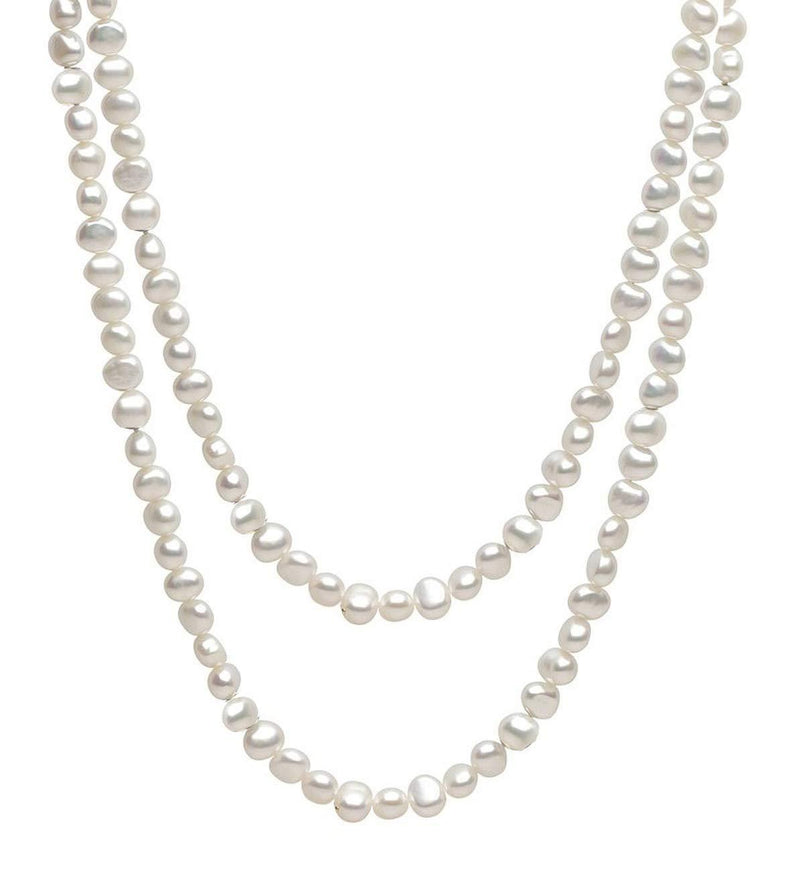 [Australia] - Elegant and Classic 5 in 1 Natural 8-9mm White Baroque Pearl Rope 120cm Necklace 