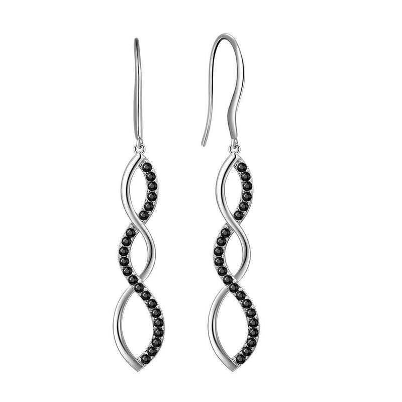 [Australia] - Aurora Tears Womens 925 Sterling Silver Infinity Symbol Earrings Drop Hook Dangle Earring Jewelry Gifts for Women and Girls DE0062 Black 
