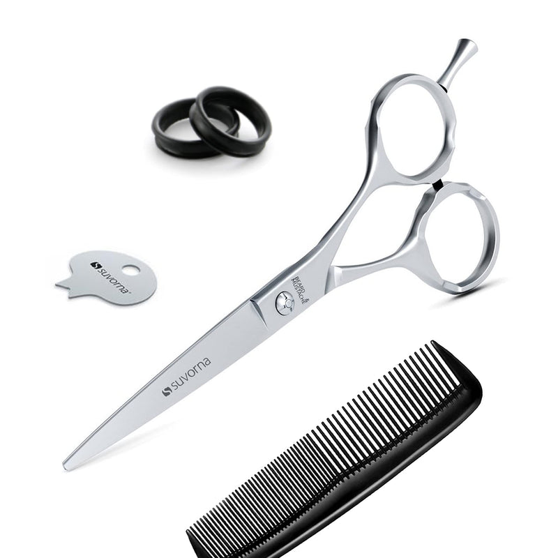 [Australia] - Suvorna Cardinal 5.5" Japanese Beard Scissors for Men. Beard Trimmer Scissors are Designed for Beard Gromming & Moustache Grooming Facial Hair, Eyebrows, Nose, Ear. Comes in Leather Pouch, Comb & Key 