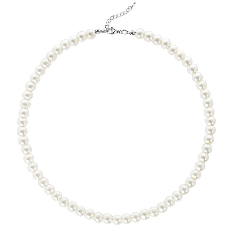 [Australia] - BABEYOND Round Imitation Pearl Choker Necklace Wedding Pearl Necklace for Brides White Diameter of Pearl 8mm 