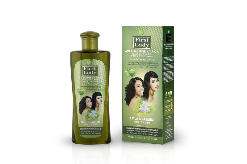 [Australia] - First Lady Herbal (Ayurvedic) AMLA JASMINE Hair Oil 300ml – For Long, Strong, Freshly Fragrant Shining Hair - For Afro Asian European Hair Types 
