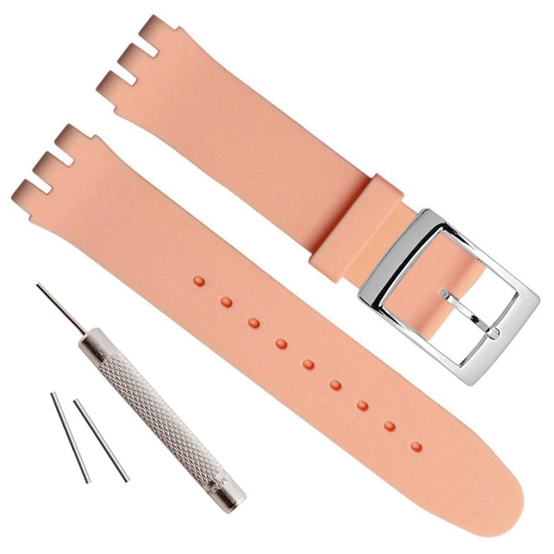 [Australia] - Silver Plated Stainless Steel Buckle Waterproof Silicone Rubber Watch Strap Watch Band (19mm, Coconut) Beige 