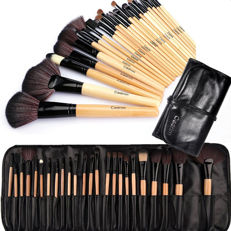 [Australia] - Make up Brushes,Cadrim 24 pcs Natural Hair Professional Makeup Brush Set Travel Makeup Brush Kit with Case (burlywood) yellow 
