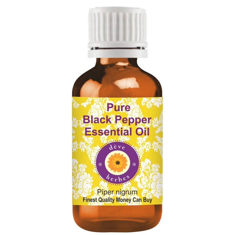 [Australia] - Deve Herbes Pure Black Pepper Essential Oil (Piper nigrum) 100% Natural Therapeutic Grade Steam Distilled 15ml (0.50 oz) 15ml (0.50 oz) with Plastic Euro Dropper 