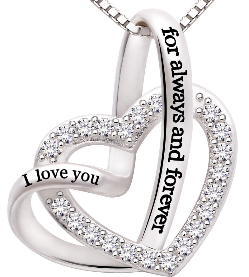 [Australia] - ALOV Jewelry Sterling Silver"I love you for always and forever" Love Heart Necklace 