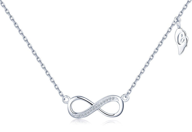 [Australia] - Infinite U Fashion Infinity Symbol Figure 8 Pendant 925 Sterling Silver Rhodium Plated Cubic Zirconia Necklace for Women/Girls, Adjustable Chain 