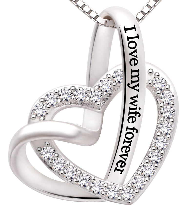 [Australia] - ALOV Jewelry Sterling Silver"I love my wife forever" Love Heart Necklace 