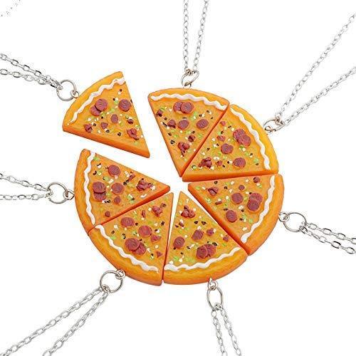 [Australia] - EQLEF® 7 PCS In 1 Set Pizza Necklace Best Friends Forever Necklace For Women Men Children Friendship Best Gifts colar 