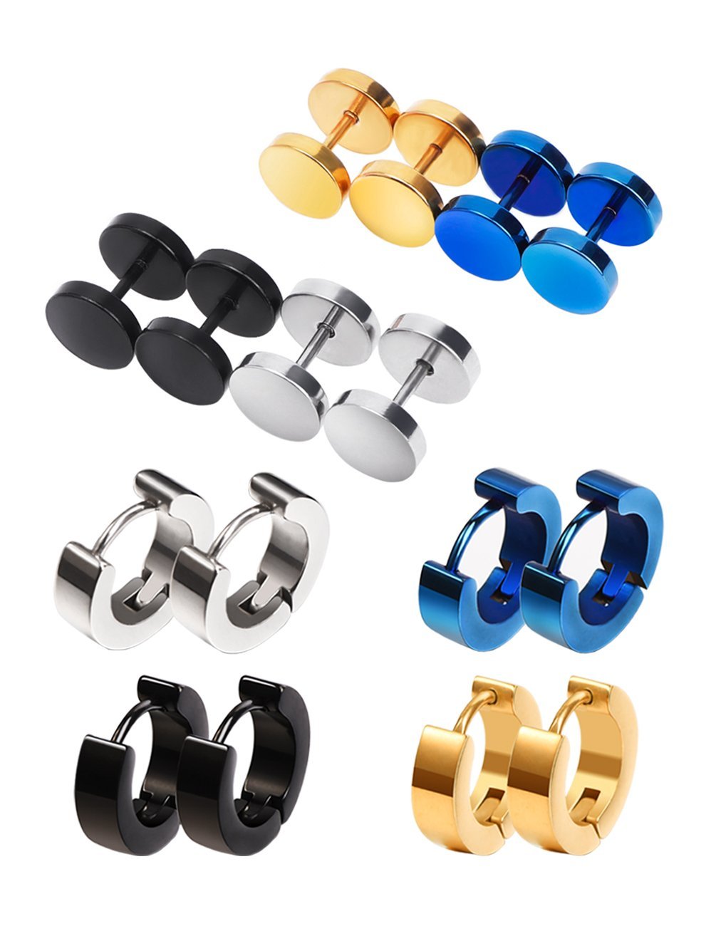 [Australia] - Screw Stud Earrings Hypoallergenic Hoop Piercings, 8 Pairs 