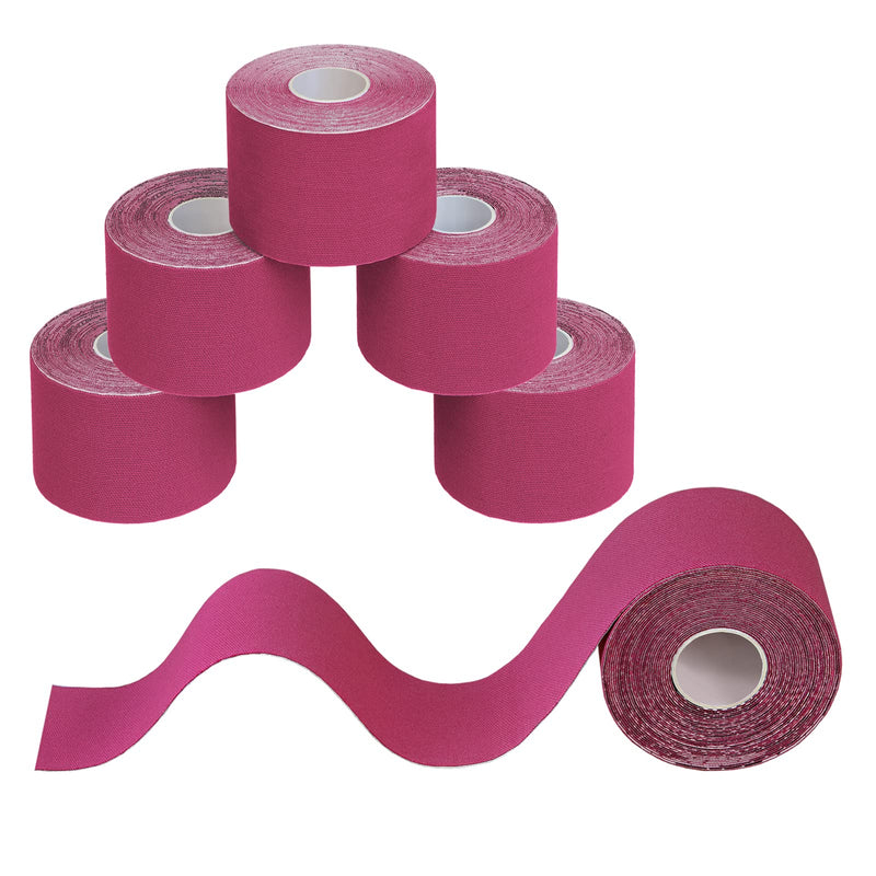 [Australia] - BB Sport 6 Rolls Kinesiology Tape Muscle Support Tape 5 m x 5 cm E-Book Application Examples Muscle Support Elastic Strapping Tape, Colour:Pink Pink 