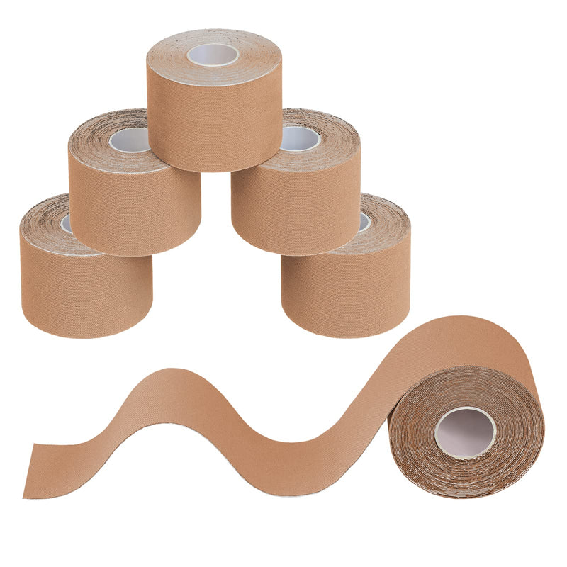 [Australia] - BB Sport 6 Rolls Kinesiology Tape Muscle Support Tape 5 m x 5 cm E-Book Application Examples Muscle Support Elastic Strapping Tape, Colour:Beige Beige 