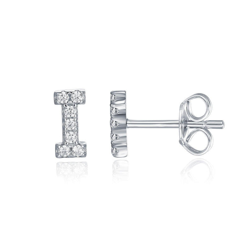 [Australia] - PAVOI 925 Sterling Silver CZ Simulated Diamond Stud Earrings Fashion Alphabet Letter Initial Earrings I 