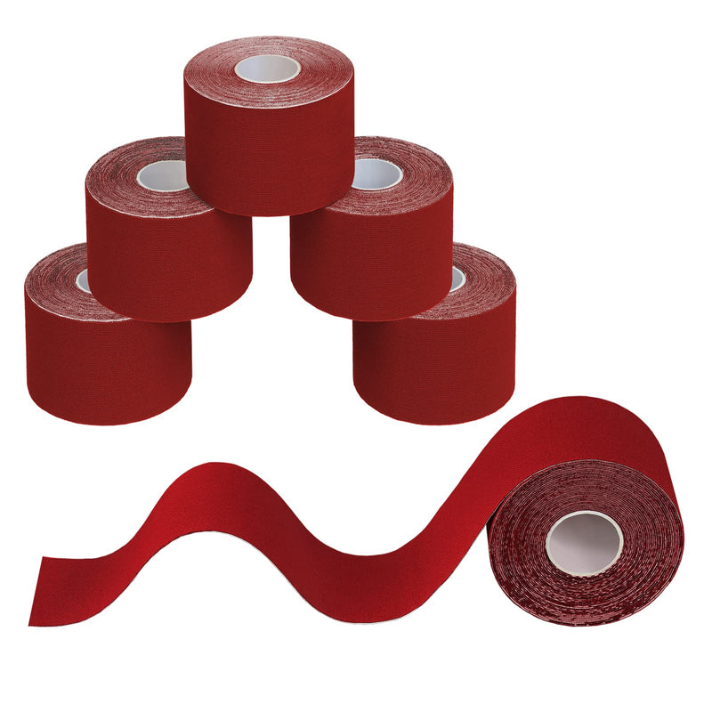 [Australia] - BB Sport 6 Rolls Kinesiology Tape Muscle Support Tape 5 m x 5 cm E-Book Application Examples Muscle Support Elastic Strapping Tape, Colour:red Red 