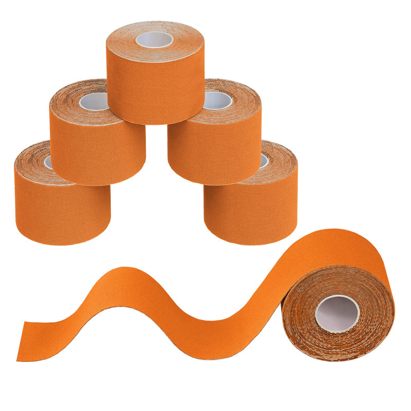 [Australia] - BB Sport 6 Rolls Kinesiology Tape Muscle Support Tape 5 m x 5 cm E-Book Application Examples Muscle Support Elastic Strapping Tape, Colour:Orange Orange 