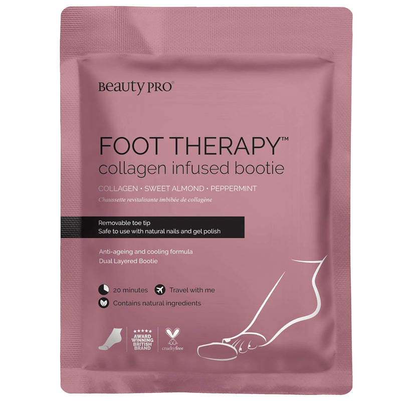[Australia] - BeautyPro FOOT THERAPY Foot Mask with Collagen, Salicylic Acid (BHA Complex), & Argan Oil | Packed Full of Natural Ingredients | Intensely Moisturising | Bootie with Removable Toe Tip | 