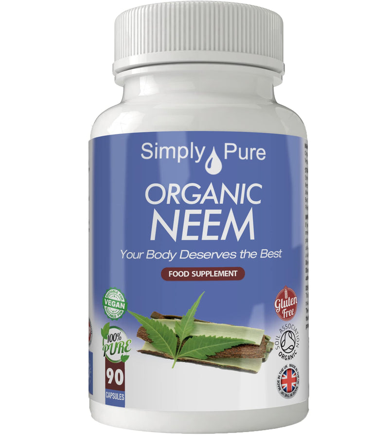 [Australia] - Simply Pure Organic Neem Capsules x 90, 500mg, 100% Natural Soil Association Certified, Gluten Free, GM Free and Vegan. 